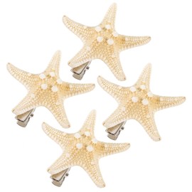 Kichvoe Pack of 4 Beach Star Hair Clips Starfish Hair Pins Mermaid Hair Clips Beach Hair Accessories Cute Headwear for Girls Random Size Colour