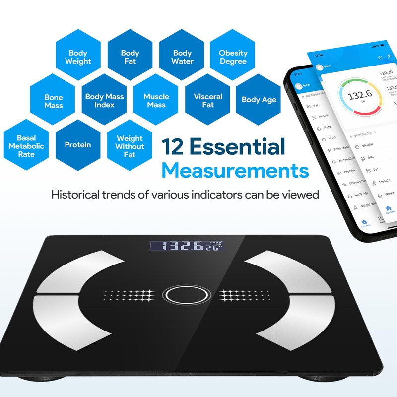 Smart Body Fat Scale Wireless Digital Weight Scale – Measures