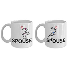 mmandiDESIGNS Best Friend & Best friend Coffee Mugs Perfect Male or Female Couple's Present Ceramic Tea Drink Cup Set 15 oz