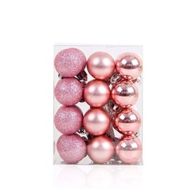 24pcs Christmas Balls, Maidodo Xmas Baubles, 3cm(1.18in) Christmas Tree Decoration,Christmas Ornaments Balls (Pink)