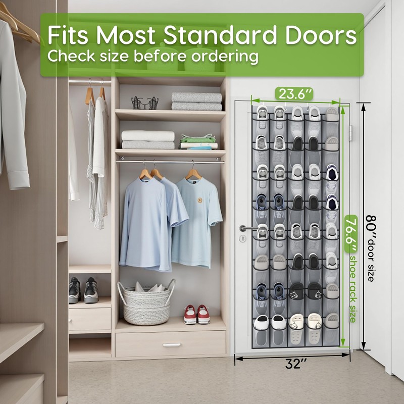 Unjumbly Over the Door Shoe Organizer with 40 Large Breathable