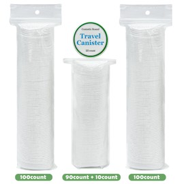 TL Care 100% Premium Cotton Rounds, 300 Count (Including 1 Travel Canister)