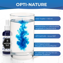 Methylenblau | 2000 Tropfen / 100ml | Made in Germany since 1997 - High Quality Methylenblue | Methylen Blau von OPTI NATURE