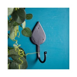 Fayesia Black Wall Hooks for Hanging - Blacksmith Hand Forged Iron Coat Hooks Wall Mounted - Keys, Hats, Robes etc - Multipurpose Single Prong Metal Hook - Screws Included - Set of 3 (Gothic)
