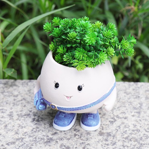Small Funny Flower Pot for Succulents, Mini Cute Character Planter