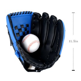 Blue Baseball Softball Glove 11.5 Inch Thick Tear Resistant Left Hand Throw Youth Baseball Equipment Durable Synthetic Leather with Cushioning Deep Pocket for Quick Catching and Fielding Skills