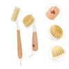 OATIPHO 2Pcs Wooden Dish Brush with Handle for Kitchen Heavy