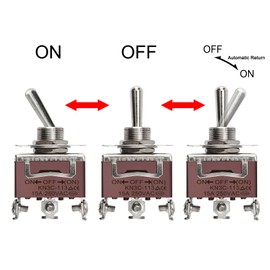 Heschen metal toggle switch, KN3C-113, SPDT ON/OFF/(ON) side momentary 3 position 15A 250VAC with waterproof cap