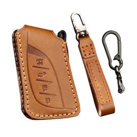 Aoocar 2018-2025 Leather Key Fob Cover, Compatible with Lexus ES LS LC RX NX LX TX GX Series etc, No Screw Design Key Holder Protector (Brown)