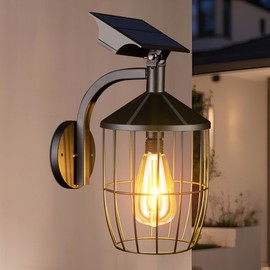 Solar Lights Outdoor Wall Lanterns, 11.4" Waterproof Metal Porch Lights Outdoor, Exterior Solar Wall Sconce for House, Garage, Front Door, Patio Decorations