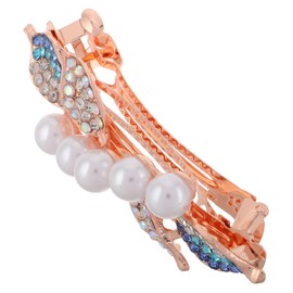 Healvian Elegant Rhinestone Butterfly Hair Clip for Women Secure Grip Barrette Accessory for Thick Fine Hair Charming Pearl Design for Updos and Special Occasions