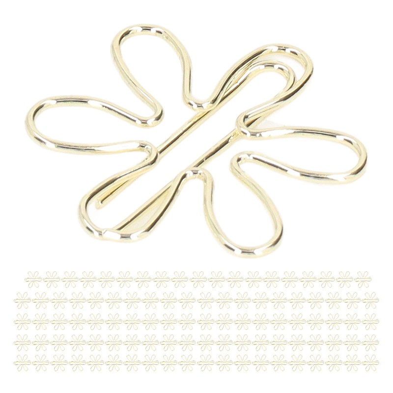 Yosoo 100Pcs Gold Metal Paper Clips, Cute Flower Shape, Anti