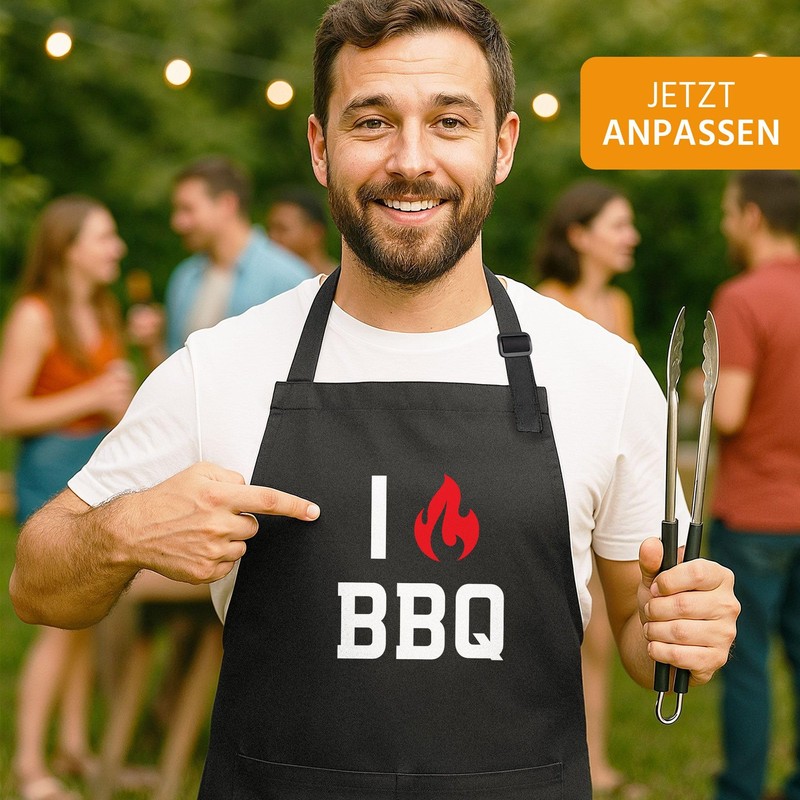 MoonWorks BBQ Apron for Men I Love BBQ BBQ BBQ