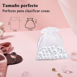 Bebeay 100 Pack Bolsa De Organza Transparente Blanca, 7 * 9 Cm Bolsa De Regalo Con Cordón, Material Ecológico, Sin Olor Peculiar, Adecuado Para Empacar Dulces, Joyas, Muestras Pequeñas