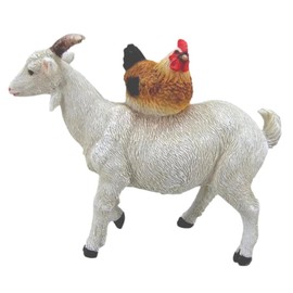 Distinctive Designs 6.5" Resin Hen and Goat Figurine - Farmhouse Home Decor - Goat for Farmhouse, Country, or Cabin Decor