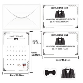 4 X 6 Inch Groomsmen Proposal Gift Asking Groomsmen Proposal Cards with Envelop & Sticker - 8 Will You Be My Groomsman Cards 2 Will You Be My Best Man Proposal Gifts Suit Up Groomsmen Cards (man)