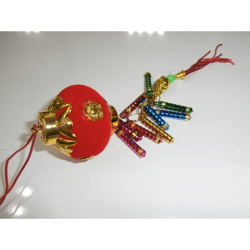 Vietnamese New Year Decorative Plastic Hanging Lantern with Firecracker 2"