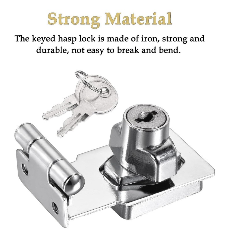 Litensh 4 Inch Right Angle Hasp Lock with Key Alike,