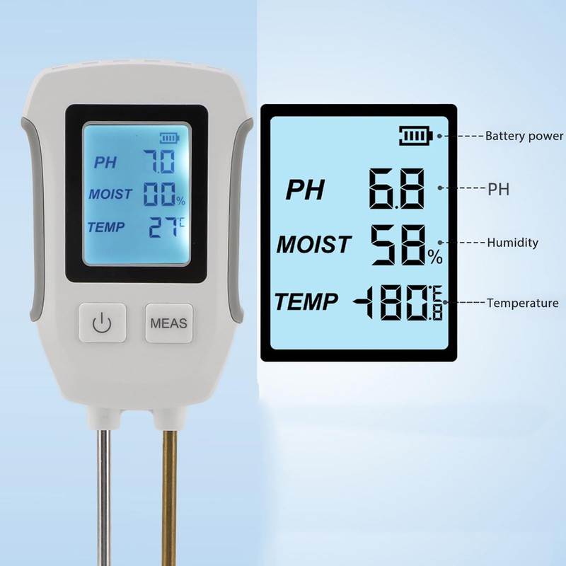 Soil Moisture Sensor Meter, 3 to 9 Soil PH Tester,