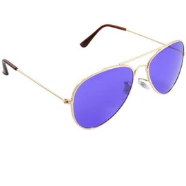 RobRia Aviator Style Color Therapy Glasses – Gold Metal Frame, UV400 Protection, Metal Hinges, Silicone Nose Pads – 10 Colors (Purple)