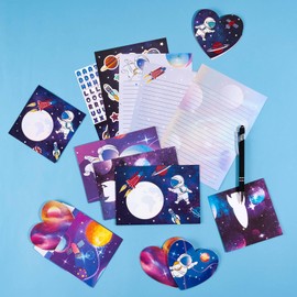 Kids Writing Paper and Envelopes - Letter Writing Set for Kids Writing Paper Set Boys Stationery Set Teen Penpal Kit Astronaut Paper Letter Writing Set with Envelopes and Writing Pen