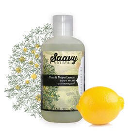 Saavy Naturals Yuzu and Meyer Lemon Body Wash for Women and Men, Organic Shower Gel with Natural Ingredients, Vegan Body Soap, Gluten Free - 8 Oz, 2 Pack