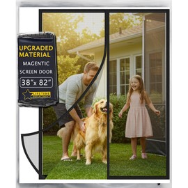 2025 Upgraded Magnetic Screen Door - 3X Heavy Duty Magnets Hands-Free - Mosquito/Insect Proof- Lets Cool Breeze in - Kid/Pet Friendly - Sliding Doors Easy Install 38"x82"