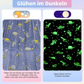 Cartoon Car Luminous in the Dark, Children's Cuddly Blanket, 150 x 200 cm, Large, Warm, Soft Baby Blanket, Gifts for Boys