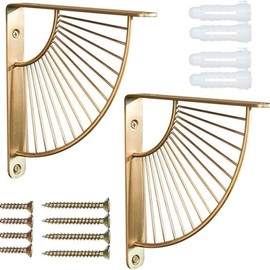 Gold Shelf Brackets, Heavy Duty Shelf Brackets, Shelf Brackets, Heavy Duty Shelf Brackets - Premium Angle Bracket Set for Wall Mounted Heavy Duty Shelves - Metal Design with Vintage Charm (Gold)