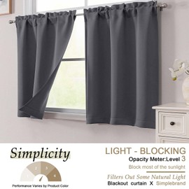 Simplebrand Grey Cafe Curtains Tier 36 Inch Length 2 Panels Set, Half Window Blackout Curtains for Kitchen, Rod Pocket Tier Thermal Insulated Window Treatment Short Curtain, Each 30" Wx36 L