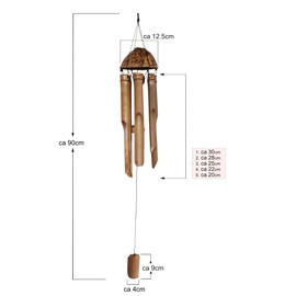 Approx. 90 cm Large Wind Chime Feng Shui Garden Weatherproof Bamboo Coconut