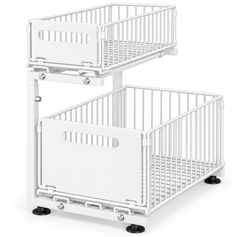 2-Tier Under Sink Organizer for Kitchen & Bathroom – Adjustable