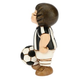 THUN - Baby Ornament Footballer White-Black - Bedroom Accessories and Favors - Favors Line - Small Size - Ceramic - 4,5 x 4,5 x 7 h cm