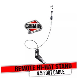 Griffin Remote Hi Hat Stand with Foot Pedal by GRIFFIN | Drummers Cable Auxiliary Cymbal