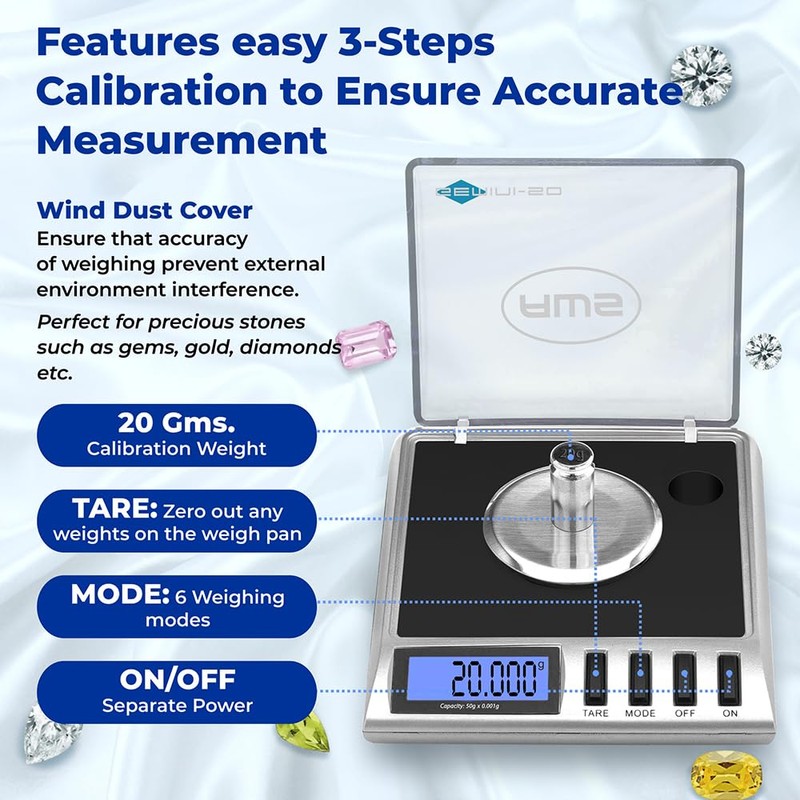 Gemini-50 Milligram Scale – Digital Jewelry/Lab Scale for Powder, Gold,