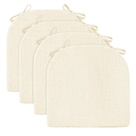 Wellsin Chair Cushions for Dining Chairs 4 Pack - Kitchen Chair Cushions with Ties and Non-Slip Backing - Dining Chair Pads 16"X16"X2", Beige