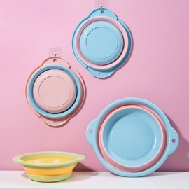 Multi-Purpose Foldable Round Plastic Basin for Baby & Home Use Green/Medium 3ea