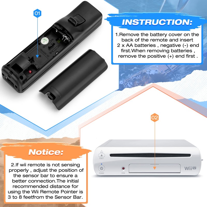 2 Pack FISUPER Remote Controller with Motion Plus for Wii/WII