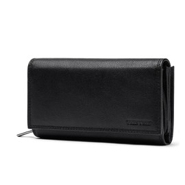 Frentree® Women's Genuine Nappa Leather Wallet Large Leather Wallet with RFID Protection, Soft Genuine Leather Wallet, Many Compartments, black, Premium