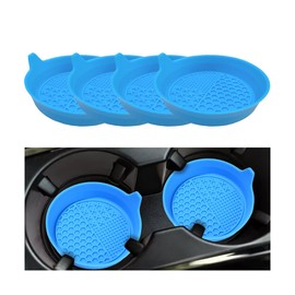 Mandark 4PCS Car Cup Holder Coaster, Silicone Anti-Slip Vehicle Insert Water Bottle Mat, Automotive Interior Insulation Drink Cup Pad Decor Accessories, Universal for SUV, Sedan, Truck (Light Blue)