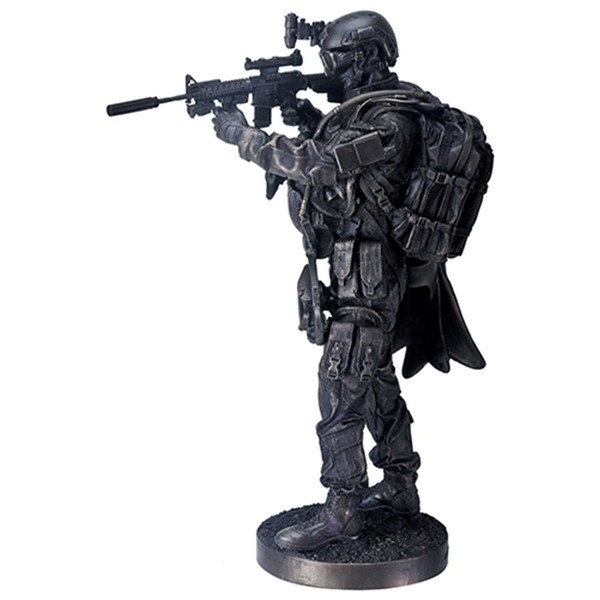 YTC 12.5 Inch Black Navy Seals Figurine Standing with Rifle and Full Gear