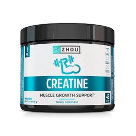 Zhou Creatine - Creatine Monohydrate Powder for Women and Men, Pure, Unflavored, Vegan Muscle Strength Supplement for Your Active Lifestyle - 7.94 oz (45 Servings)