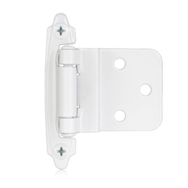 Vallecloud 4 Pack (2 Pair) 3/8" Inset White Self Closing Cabinet Hinges for Offset Kitchen Cabinet Door, Face Frame Semi Concealed Kitchen Cabinet Hinges