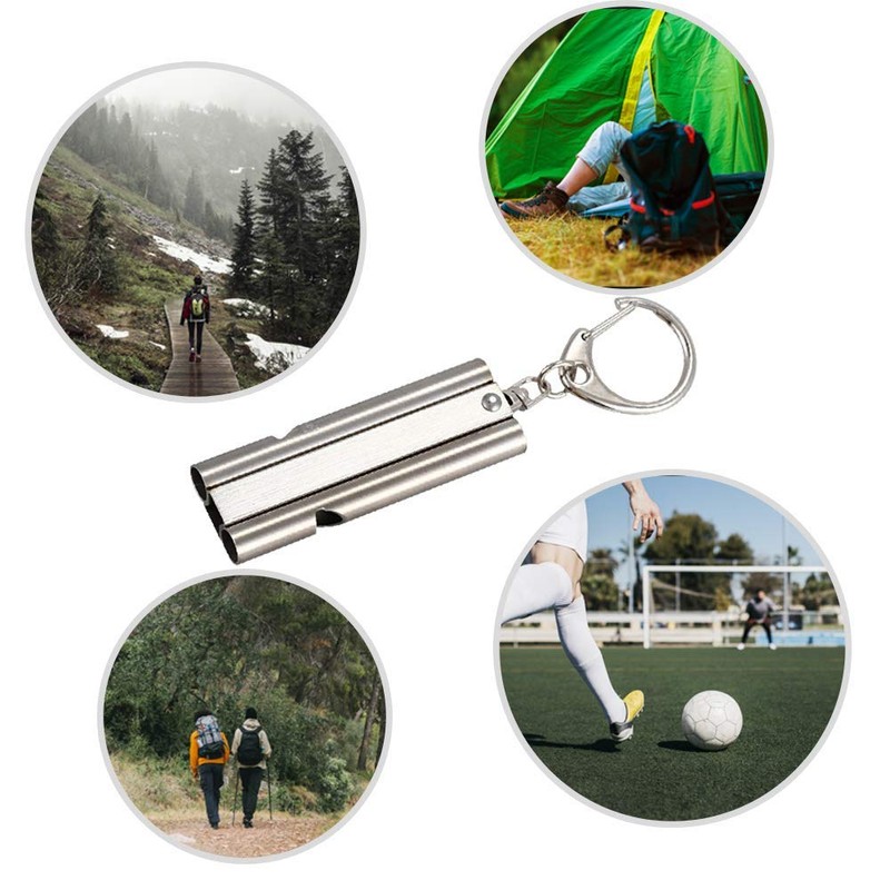 MJFKVYZ 2 Silver Whistle, 2 Neck Strap, Tube Type, Stainless