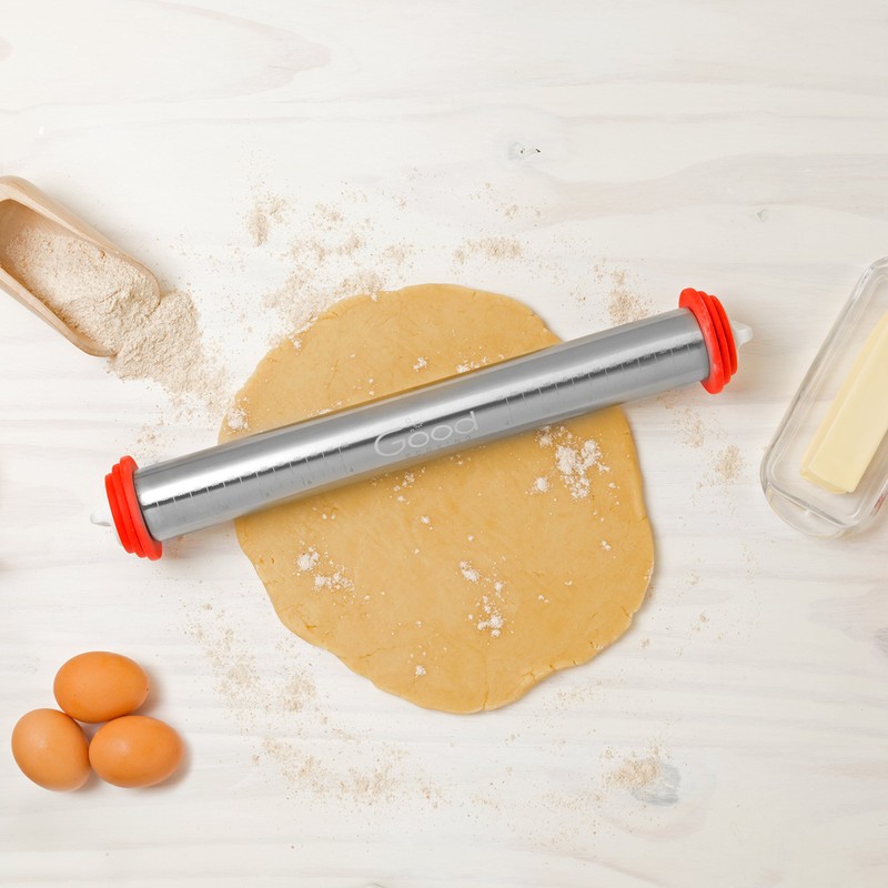 Adjustable XL Pastry Rolling Pin w/ 3 Spacer Rings -