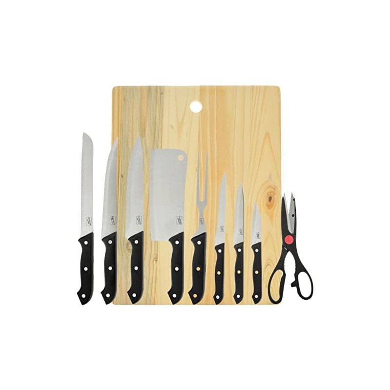 Gibson Home Wildcraft 10 Piece Cutlery Set with Wooden Cutting