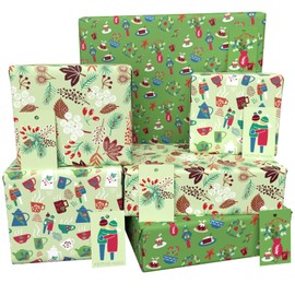 Luxury ECO Xmas Gift Wrap - 6 sheets/tags - Christmas Green Bundle (Hygge, Seeds & Cosy) - Recycled & Recyclable Wrapping Paper - Re-wrapped
