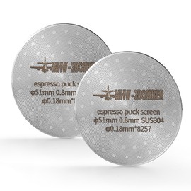MHW-3BOMBER 2pcs Espresso Pack Screen 51MM 0.8mm Thickness Double Wall Reusable for Porta Filter Basket Filter Stainless Steel FG5580S*2