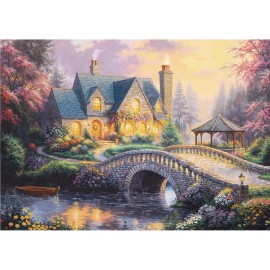 Hopgo 500 Piece Puzzle for Adults, Forest Cottage Bridge River Jigsaw...