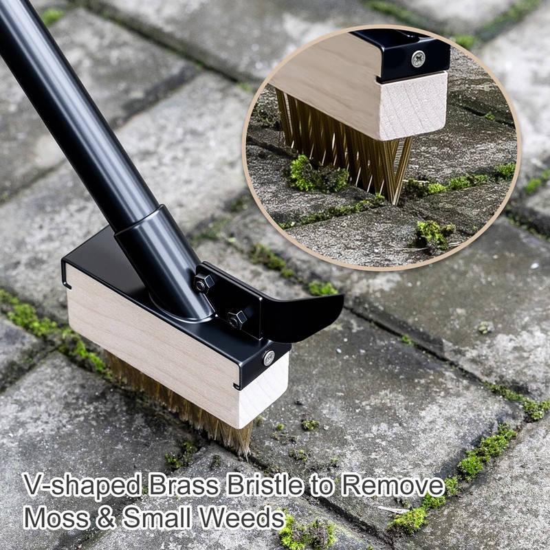 Mitclear Weed Moss Remover Brush with Long Handle(57IN), Crack Weeder